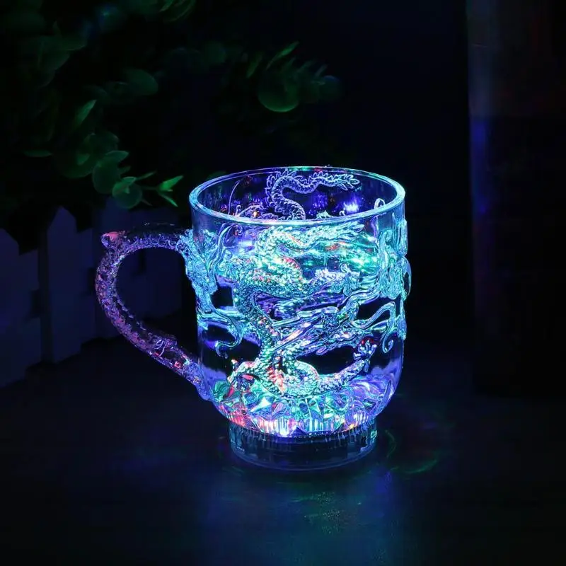 Красочная сменная чашка, светящаяся подсветка с водяными чашками, жидкая Индукционная вспышка, вечерние чашки для свадьбы, встроенная кнопка батареи