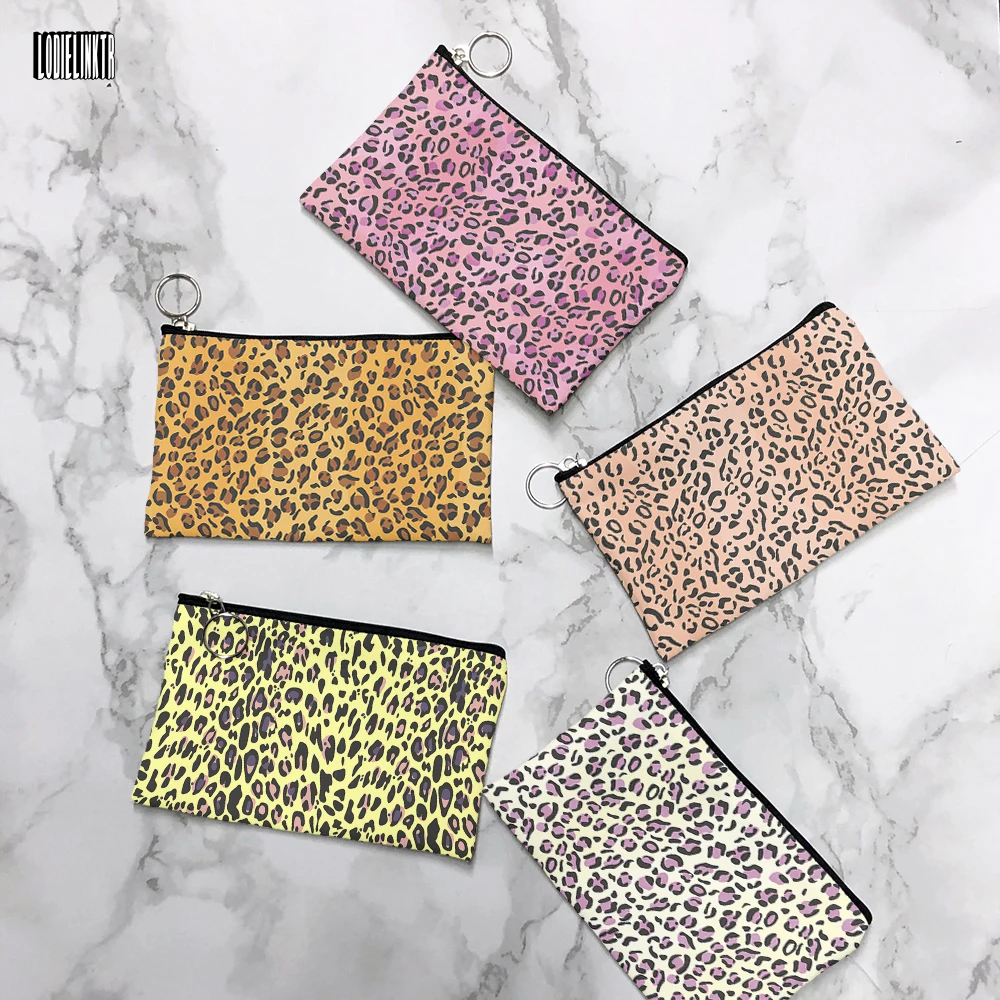New Design Animal Skin Print Canvas Coin Bag Leopard Print Lipstick Key Daily Storage Bag Party Travel Casual Portable Clutch