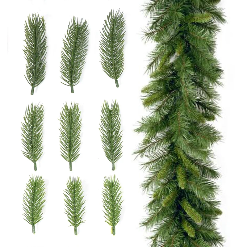 10/20pcs Artificial Pine Branches Needle Fake Plants Christmas Wreath Garland Decorations for Home Xmas Tree Ornament DIY Craft