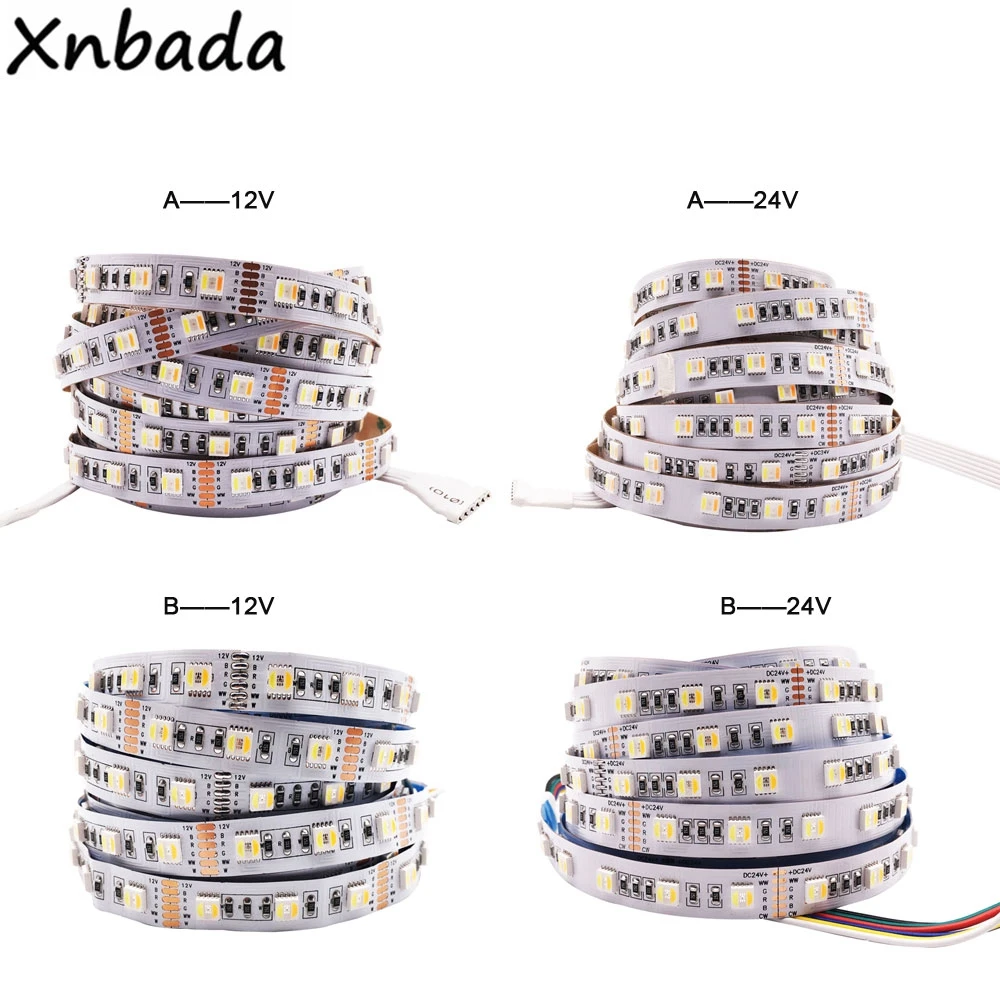 RGB + CCT Светодиодная лента 5050 60 Светодиодный s/m DC 12 V/24 V 5 в 1 чипы светодиодный белый