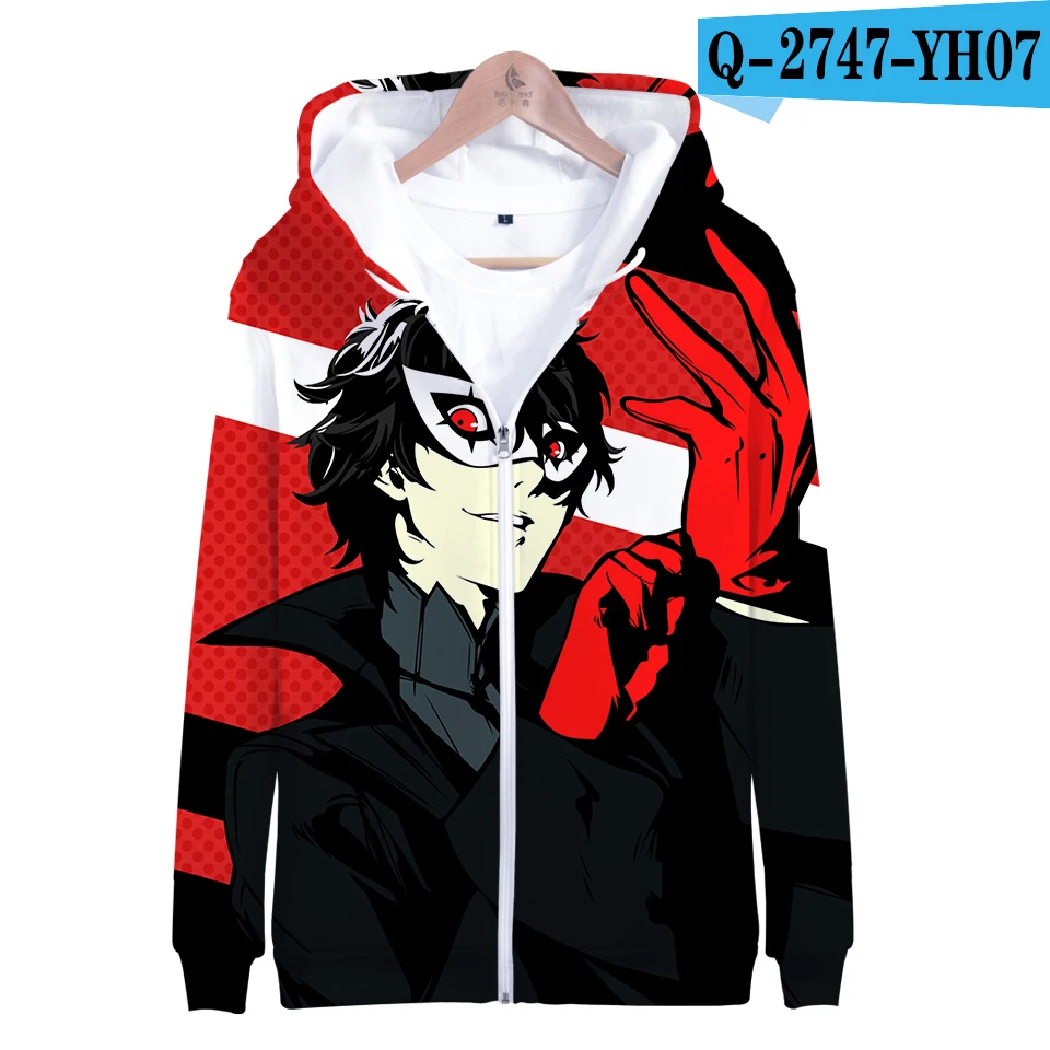 A Persona 5 3D печатные толстовки на молнии для женщин/мужчин модные толстовки с капюшоном с длинными рукавами Harajuku Повседневная Уличная одежда - Цвет: A
