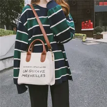 Стиль корейско-Стиль простой буквами Single-сумка тканевая через плечо Для женщин многофункциональная Ручная роспись холст картина Мода модная сумка