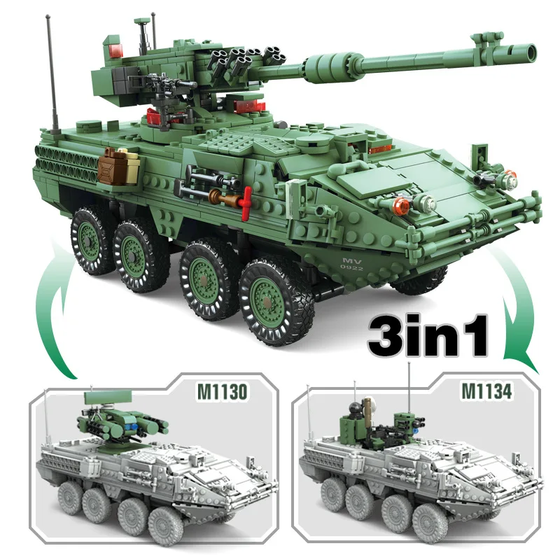 

KAZI Building Blocks Military si trek Tanks Armoured Car Assembled Fight Inserted Small Particles Building Blocks CHILDREN'S Toy