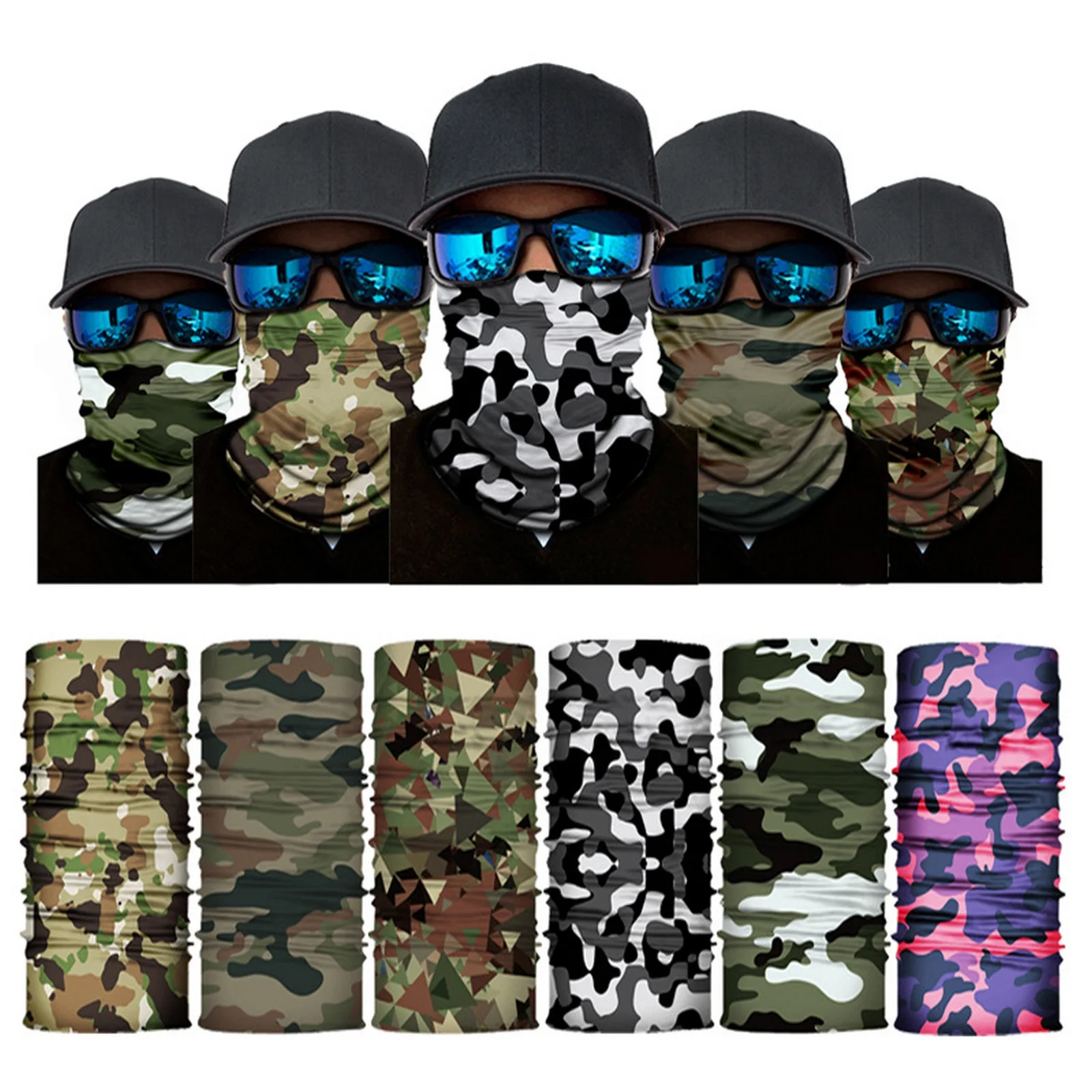10pcs Cycling Bandana Breathable Seamless Tubular Military Tactical Neck Cover Camouflage Fishing Hunting Scarves Bicycle Mask |