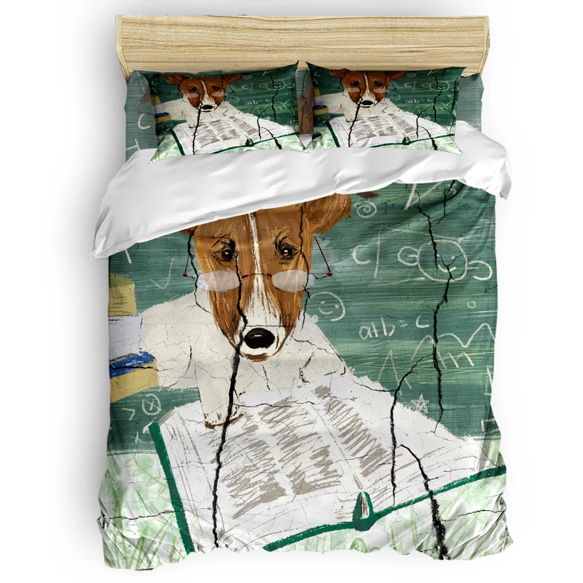 Animal Cute Struggling Learning Dog Doodle Burst Duvet Cover Set 2/3/4pcs Bedding Bed Sheet Pillowcases | Дом и сад