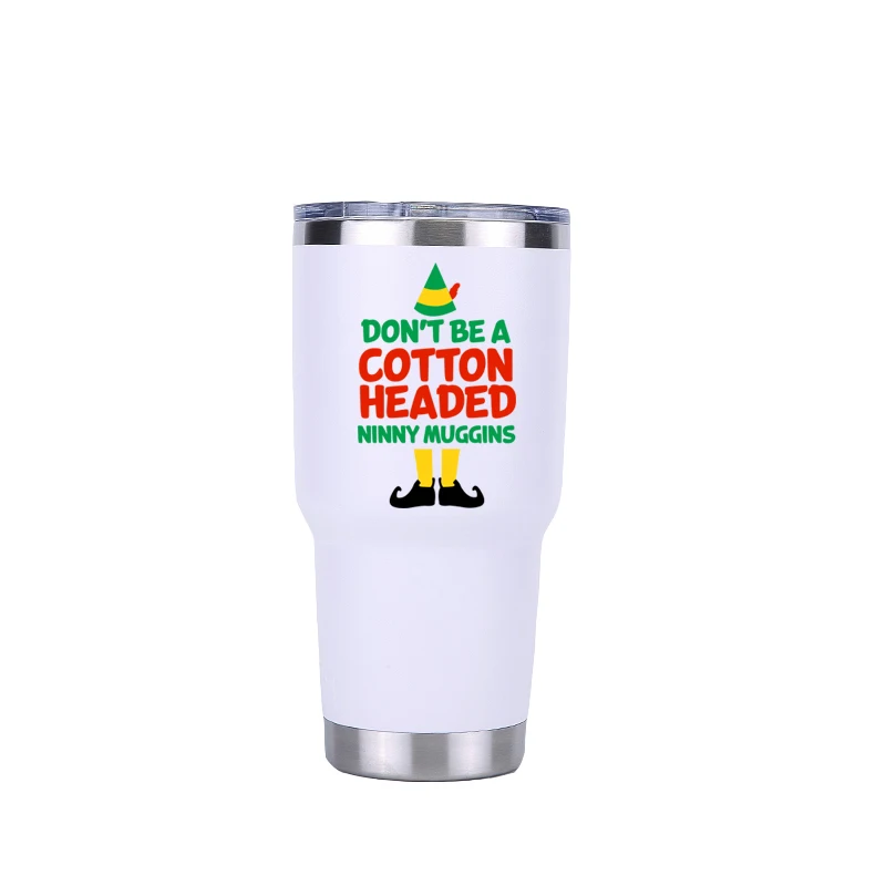 30 oz white Рождественская 20 унций тумблер дорожная Автомобильная кружка с двойными стенками Изолированная вакуумная фляжка из нержавеющей стали Термос водяное бутылочное пиво кофейная чашка - Цвет: 30 oz white