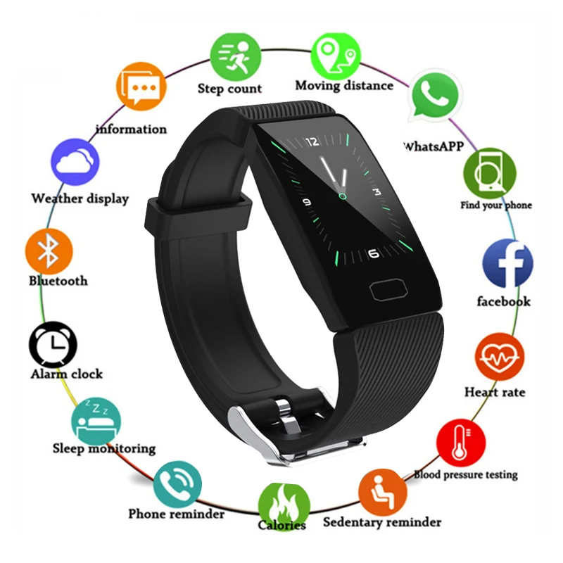 

Smart Band Q1 Blood Pressure Blood Oxygen Heart Rate Monitor Fitness Tracker Step Counting Health Bracelet Pedometer Smart Watch Men Women Clock Bluetooth For XiaoMi Mi Honor Galaxy 1.14inch TFT Color Screen Sports