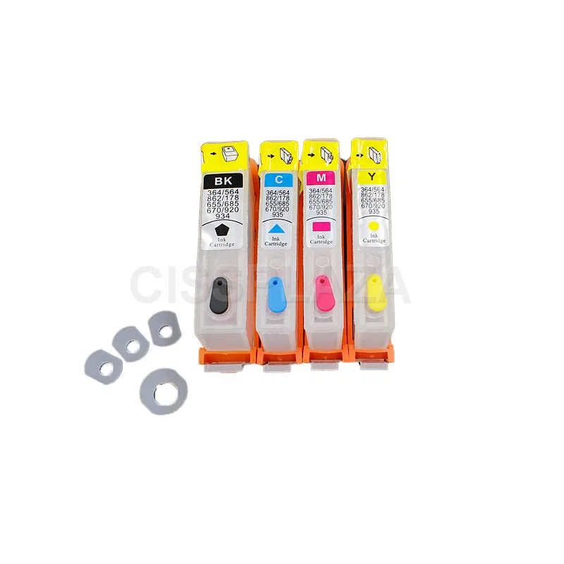 CISSPLAZA 4 шт. совместимый для HP564 многоразовый картридж 3070A 6510 B109a B109n B110a B209a B210a 3520 4620