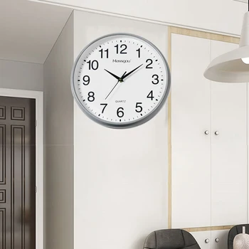 

12inch Arabic Numerals Modern Wall Clock Office Battery Operated Living Room Quartz Pointer Nordic Style Non Ticking Home Decor