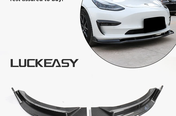 LUCKEASY защита переднего шасси автомобиля для Tesla модель 3- украшение шасси автомобиля 3 шт. комплект CF/черный