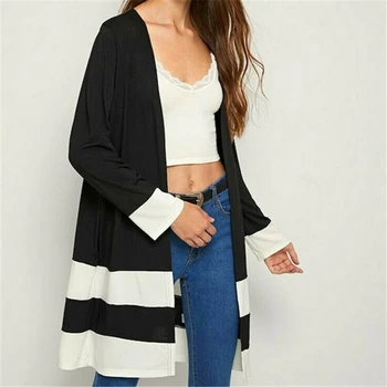 

New Women Coats Fashion Long Sleeve Cardigan Jacket Casual Tops Coat Outerwear Striped Coats And Jackets Ladies Tops Clothes