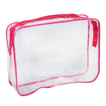 

PVC Clear Pouch Travel Bathing Toiletry Zipper Cosmetic Bag, Rose red L