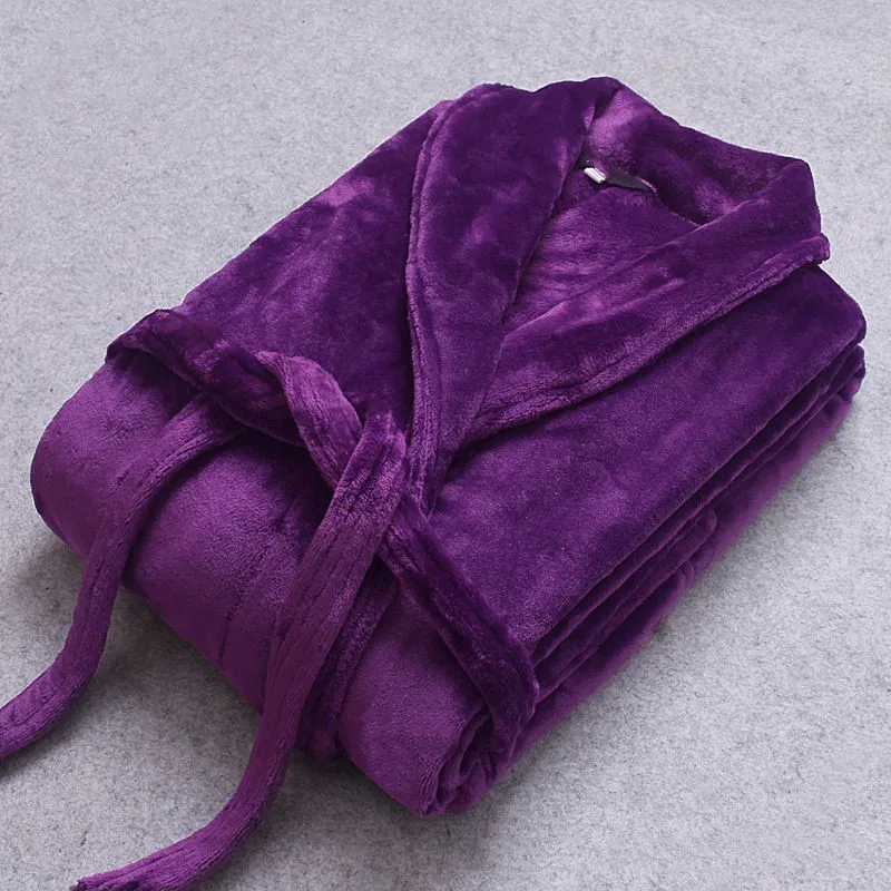 Women Sleepwear Cotton Bathrobe Women Robe Coral Fleece Sleepwear Winter Thicken Kimono Bathrobe Gown Soft Couple Sleepwear Flannel Nightwear Home Clothes