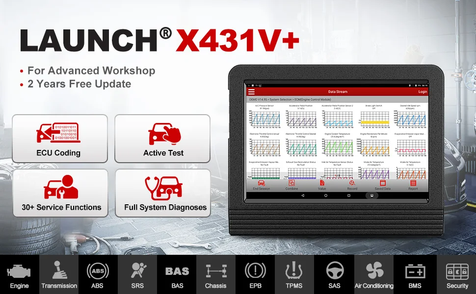 LAUNCH X431 V+ V PLUS Full Systems Diagnostic Scan Tool Auto OBD Code reader Bi-Directional 30+ Reset Functions Key Program | Автомобили и