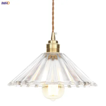 

IWHD Loft Decor Industrial Pendant Light Fixtures Glass Lampshade Bedroom Living Room Copper Vintage Pendant Lamp Hanging Lights