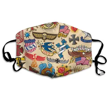 

Various Personalized Tattoo Patterns Washable Reusable Mask, Cotton Anti Dust Half Face Mouth Mask For Kids Teens Men Women