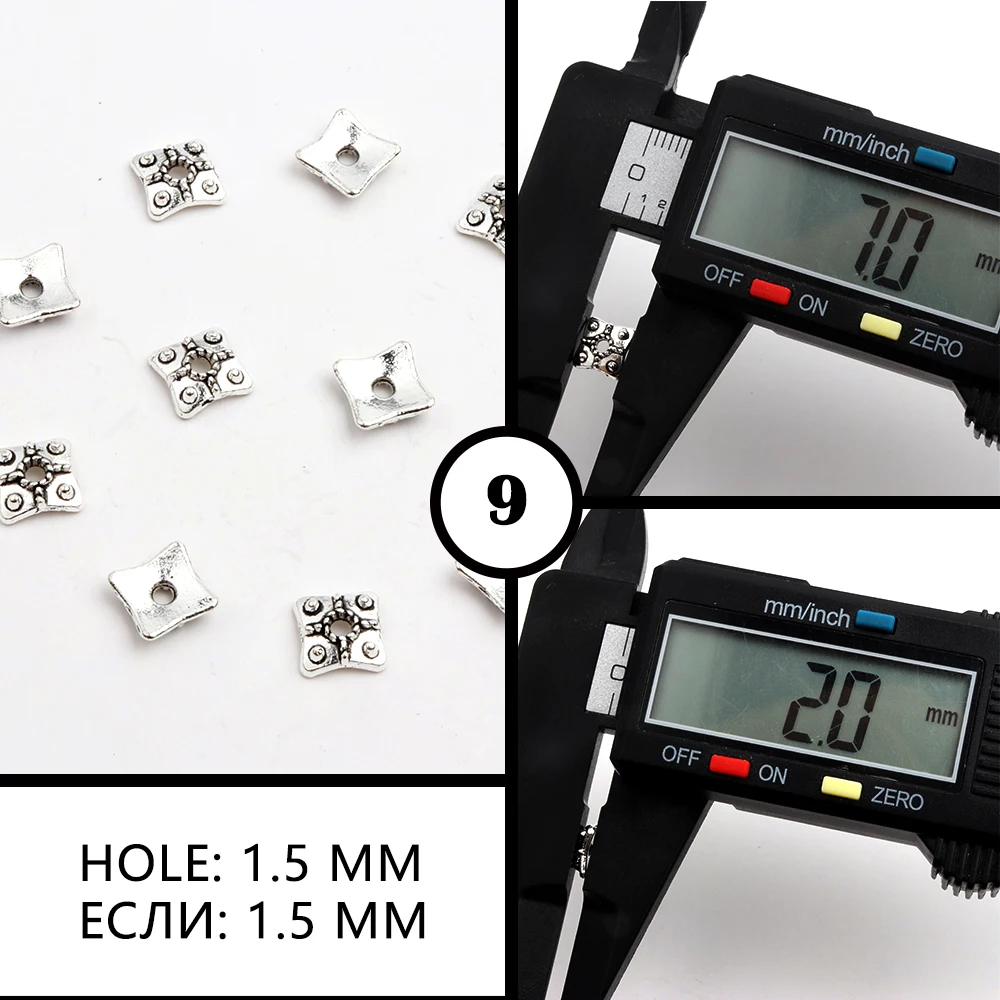 50 stücke Antike Splitter Gold Rechteck mit Loch Hallow Metall Spacer Rondelle Perlen Kappen Für Schmuck Machen Lieferungen Ketten Luxus – Detail 8