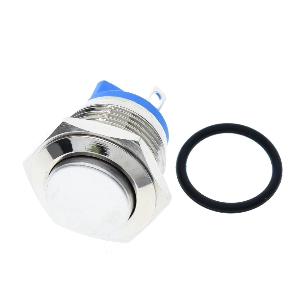 16mm metal push button waterproof nickel-plated brass button switch press button reset 1NO high round momentary 16GT.F. L