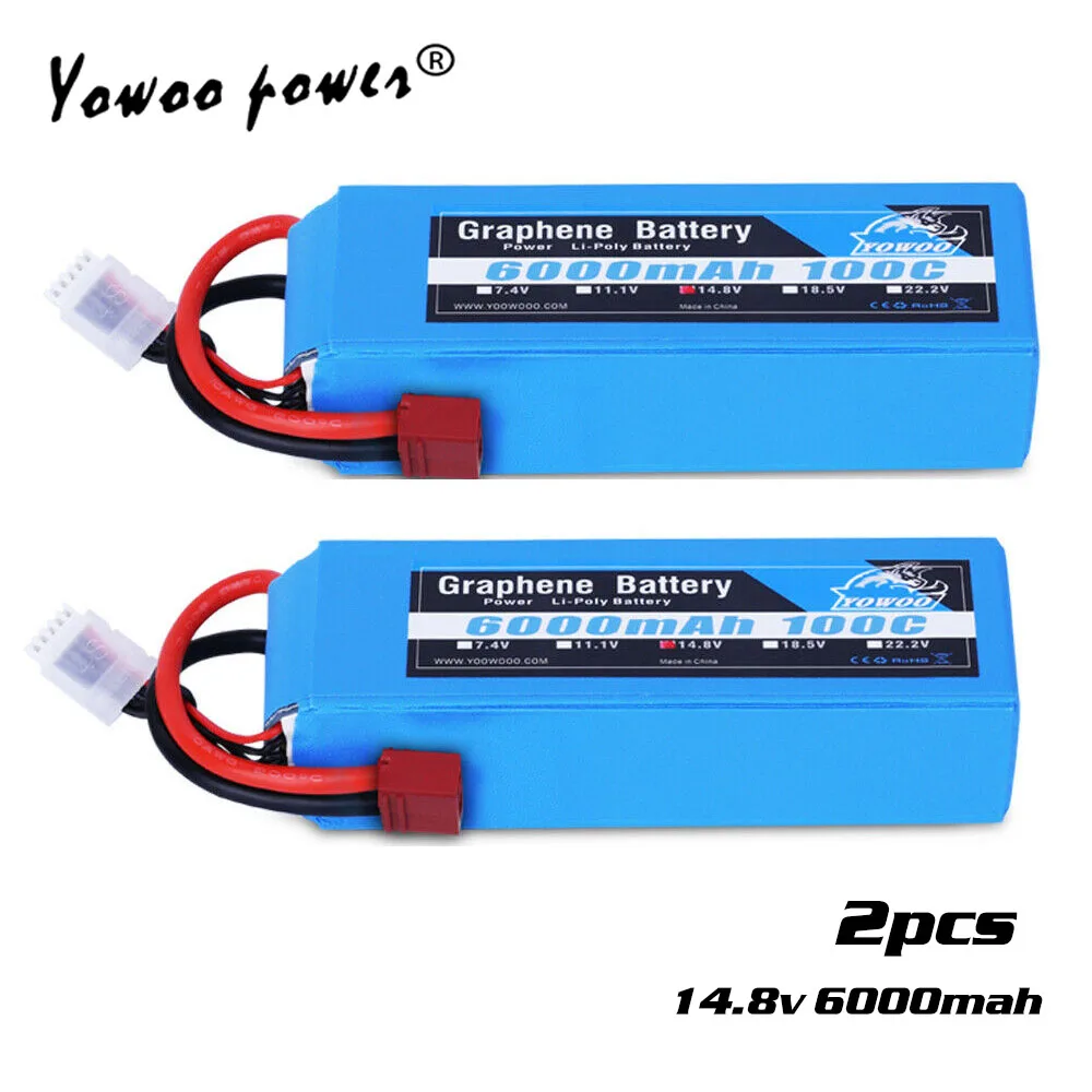 2 шт. батарея YOWOO Graphene 14 8 в 6000 мА/ч 100C Lipo для радиоуправляемого дрона вертолета 700 800
