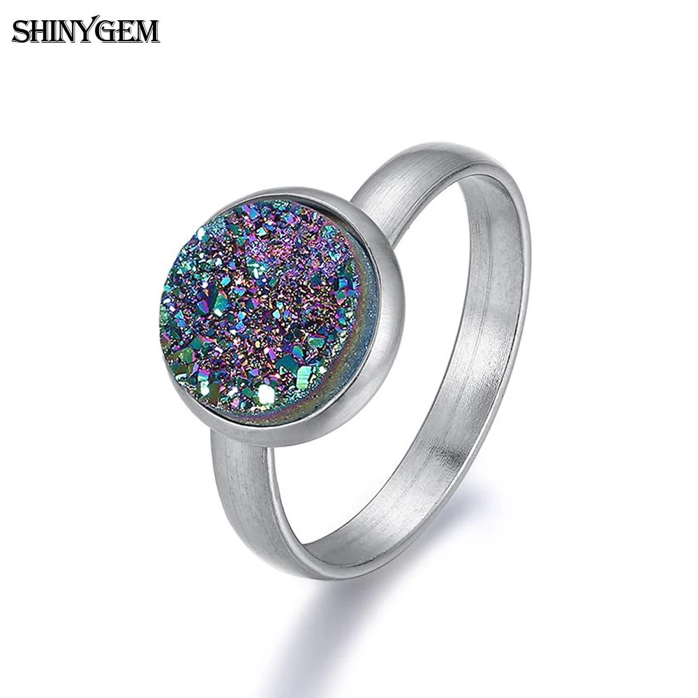 Сверкающие кольца из настоящего камня ShinyGem регулируемые открытые нержавеющей