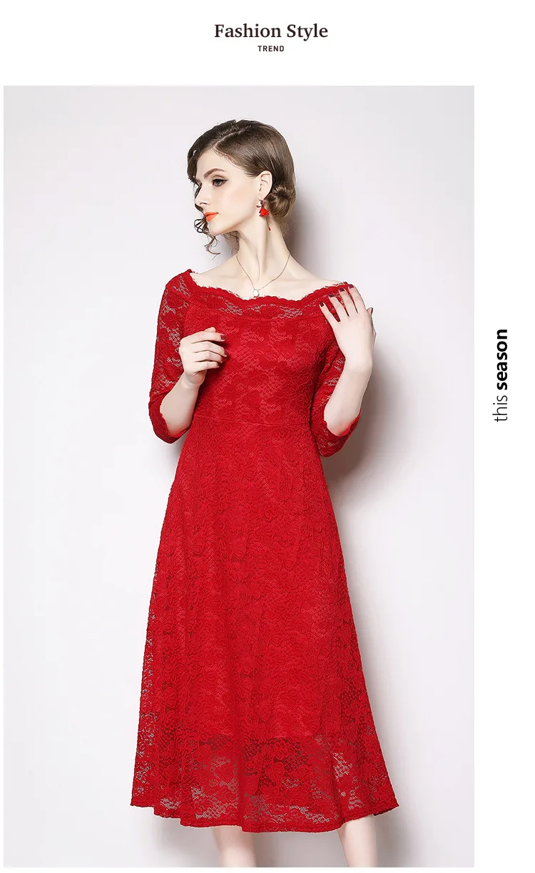 Осеннее красное платье с длинным рукавом плюс размер 3XL женское платье Vestidos прозрачное кружевное Открытое вечернее платье знаменитостей XXXL