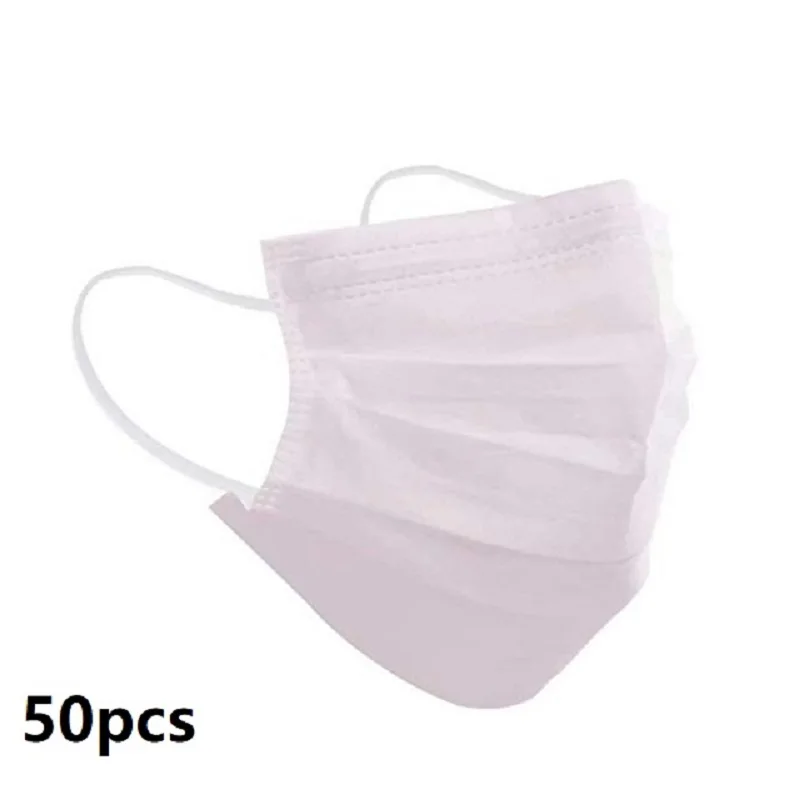 

50 pcs White Disposable Masks 3 Layers Mouth Face Mask Prevent Anti-Dust Sunscreen Face Mouth Masks Resistance bacterial