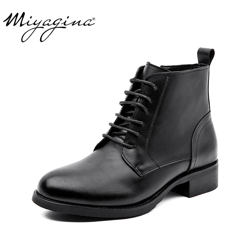 

2019 Boots Women 100% Genuine Cowhide Leather Shoes For Spring Boots Shoes Woman Casual Leather Botas Mujer Female Ankle Boots