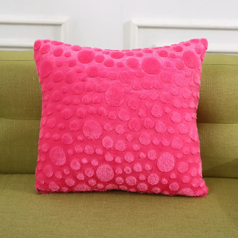 Сплошной цвет Плюшевые Декоративные Чехлы для подушек декоративные подушки украшения для дома меховая подушка Чехол 43*43 см спальня диван дома coussin - Цвет: Розовый
