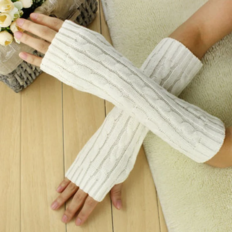 

Winter Knitted Woolen Half-finger Autumn And Winter Women's Cute Warm Fingerless Twist Gloves