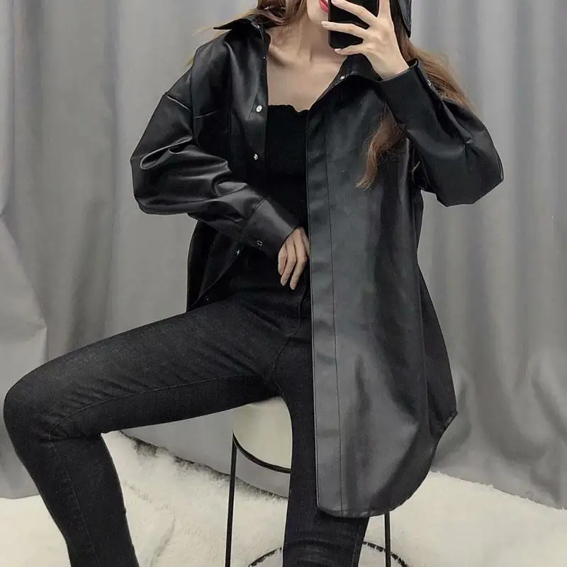 2019 Осенняя женская блуза с длинным рукавом Свободная Повседневная рубашка