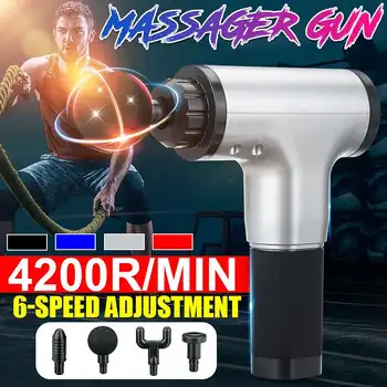 

4000r/min Massage Gun 6 Gears Therapy Muscle Massager Pain Sport Massage Machine Relax Body Slimming Relief With 4 Heads