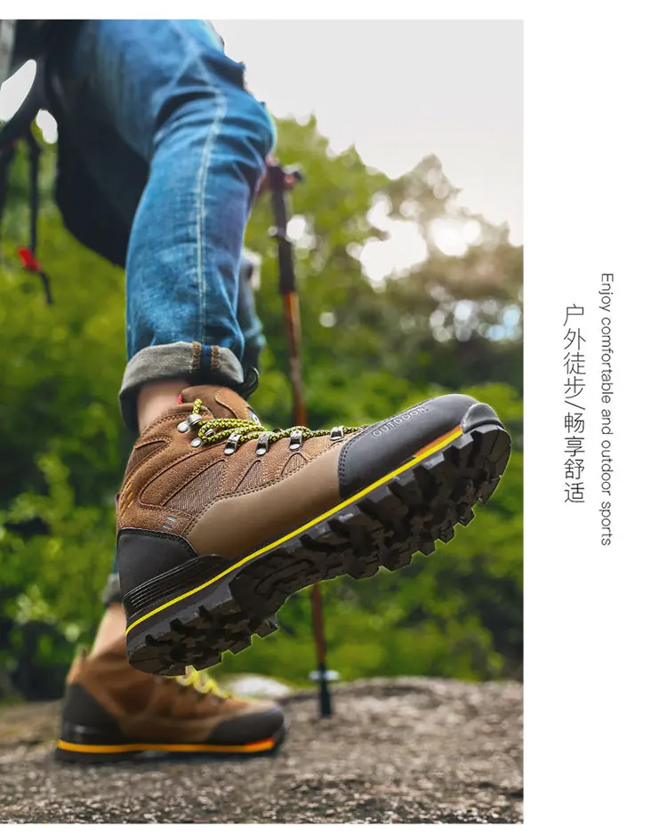 Men Waterproof Hiking Shoes Men's High Top Walking Mountain Climbing Shoes Slip Trekking Shoes For Men