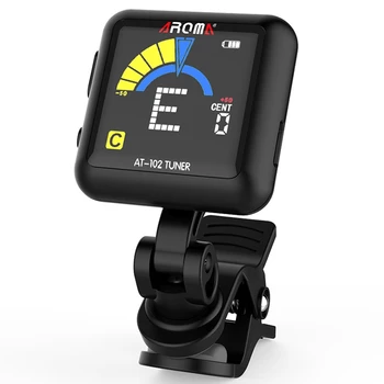 

ABLB--Aroma At-102 Rechargeable Clip-On Guitar Tuner Color Screen With Built-In Battery Usb Cable For Chromatic Guitar Bass Ukul