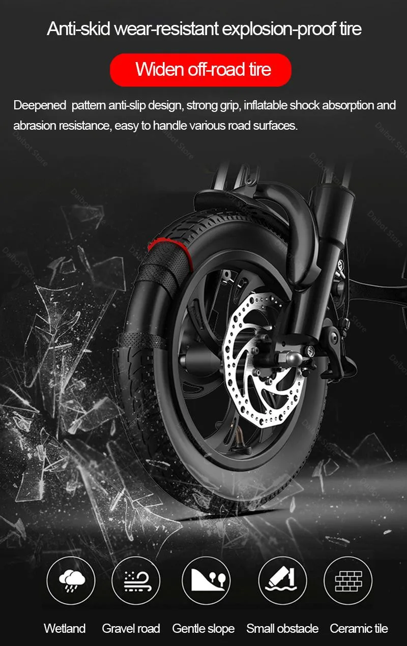 Daibot Electric Folding Bicycle 400W 48V Two Wheels Electric Bicycles With Removable Battery Mini 12 Inch Electric Scooter Bike (18)