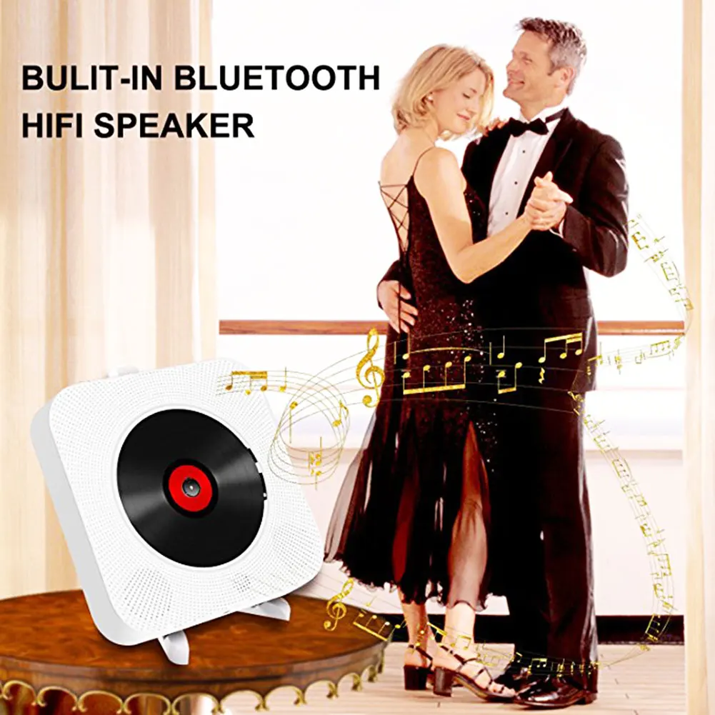 Lettore Cd Bluetooth Da Parete Portatile Home Decor Audio Boombox Con Telecomando Radio Fm Altoparlanti Hifi Integrati Usb Mp3