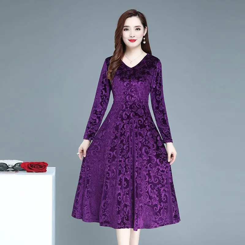 SexyVneckGoldVelvetDressWomenAutumnNewElegantSlimPrintedMaxiVestidosMomLong.jpg