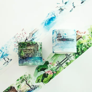 

4CM Wide The Pavilion In Winter Summer Scenery Washi Tape Adhesive Tape DIY Scrapbooking Sticker Label Masking Tape