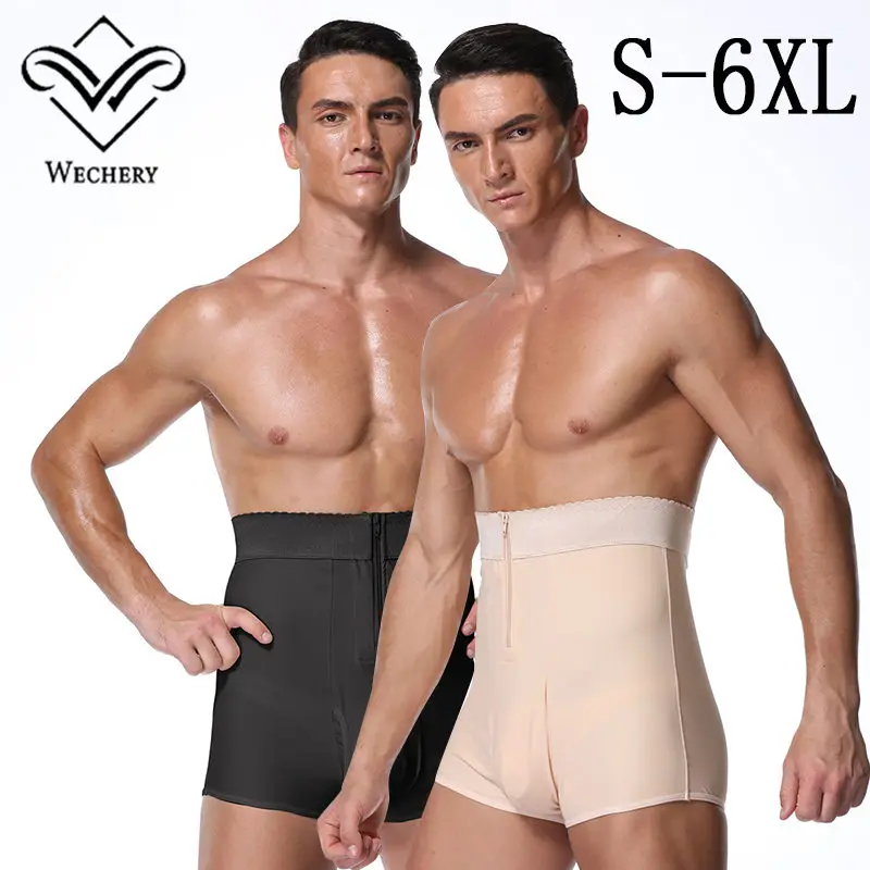 

Wechery Body Fat Reducer High Waist Shaper Men Slimming Abdomen Control Panties Weight Loss Butt Shapers Plus Size 5XL Spandex