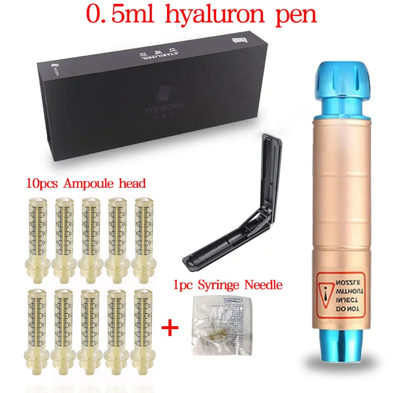 gold pen 10head 1nee Стерильная гиалуроновая ручка-распылитель, 0,5 мл, регулируемая гиалуроновая ручка высокого давления для подтяжки губ против морщин, наполнитель для губ, потеря веса - Номер модели: gold pen 10head 1nee