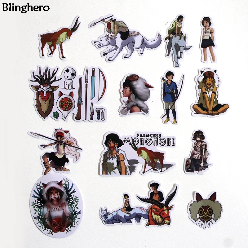 10 компл./лот Blinghero Принцесса Мононоке 52 шт./компл. мультфильм наклейки для автомобиля детский холодильник наклейки на стену BH0133