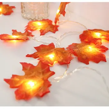 

Autumn Decoration 20LED Artificial Autumn Leaves Maple Leaves Plastic Fall Garland String Light Decor Halloween Christmas 1pcs