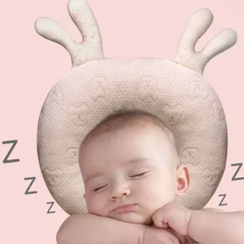 

High Quality Baby Pillow Newborn Baby Supplies 0-1 Years Old Anti-heading Latex Shaped Pillow Cute Colored Cotton Baby Pillow