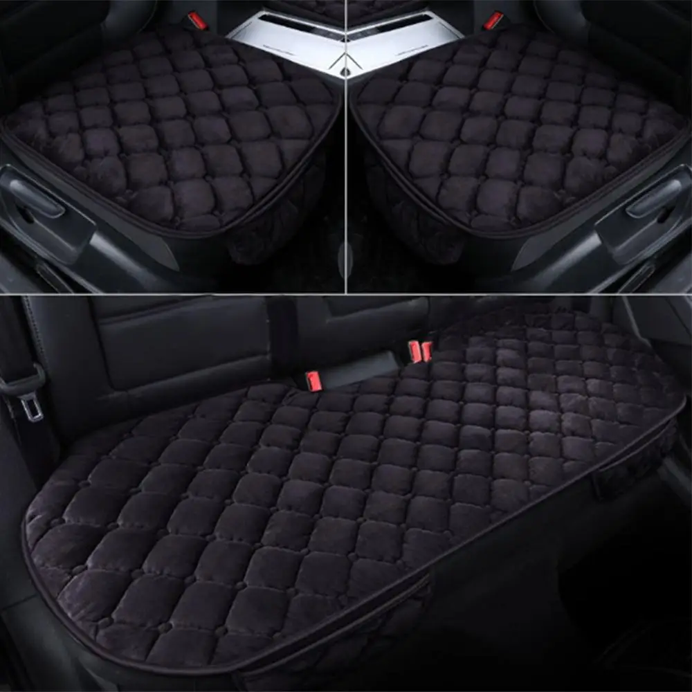 black 3 piece Льняная ткань, чехол для автомобильного сиденья, четыре сезона, Передняя Задняя льняная подушка для автомобильного сиденья, дышащий протектор, автомобильные аксессуары - Название цвета: black 3 piece