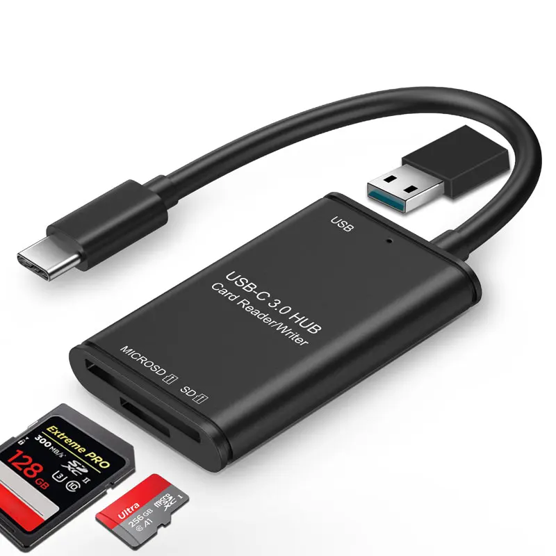 Leitor de Cartão Hub tipo c Otg para Samsung Divisor Thunderbolt 3 Usb-c Adaptador tf sd Macbook Pro - ar Usb c Hub 3.0 1 Computador e Escritório