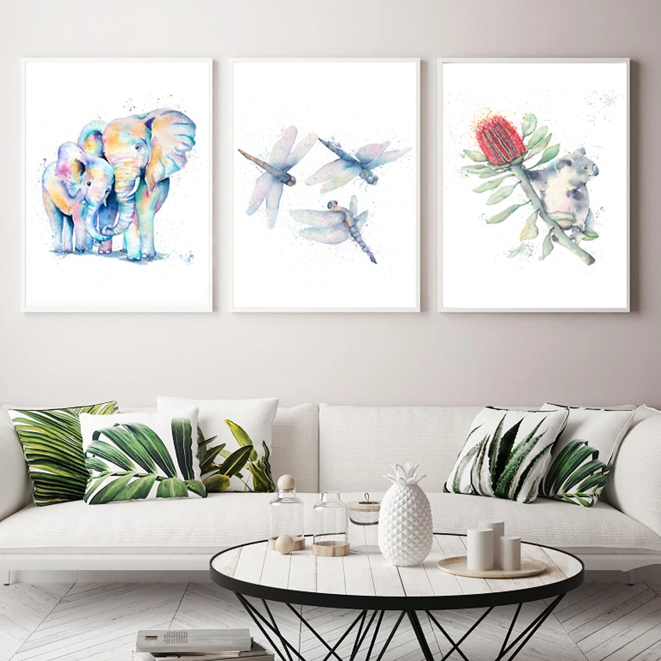 Water Color Whale Dolphin Sea Animals Canvas Painting Animal Wall Art Posters Prints Living Room Home Decoration | Дом и сад