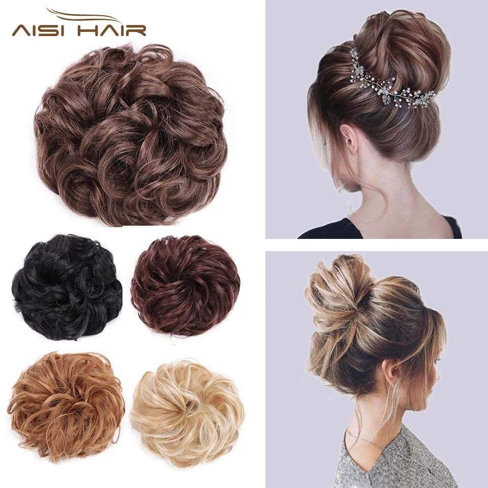 

I's a wig Women Curly Chignon Synthetic Hair Scrunchies With Rubber Band 6 colors available High Temperature Fiber Hair