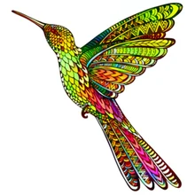 

New Artwork Wooden Puzzle Hummingbird Animal 6 Styles Irregular Shape Toy Luxury Brand 3D Jigsaw Game Gift for Friend Kids XML