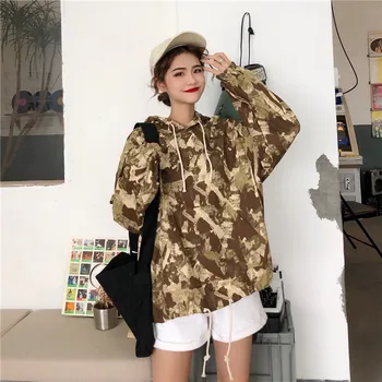 

2020 Autumn New Arrival Personalized Camouflage Sweatshirt Loose Hooded Drawstring Wild Long-sleeved Sweatshirt Free Shipping