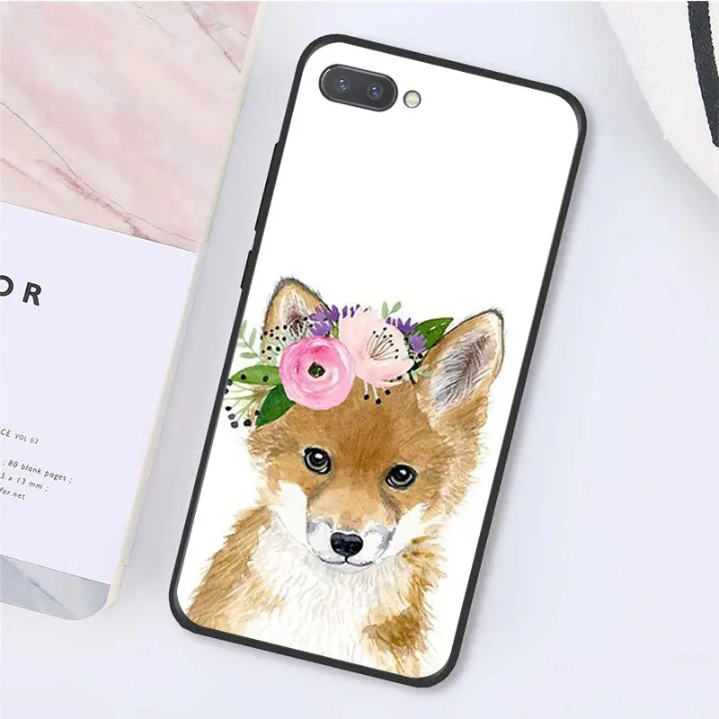 Cute Animal Hedgehog Cattle Fox Deer Flower