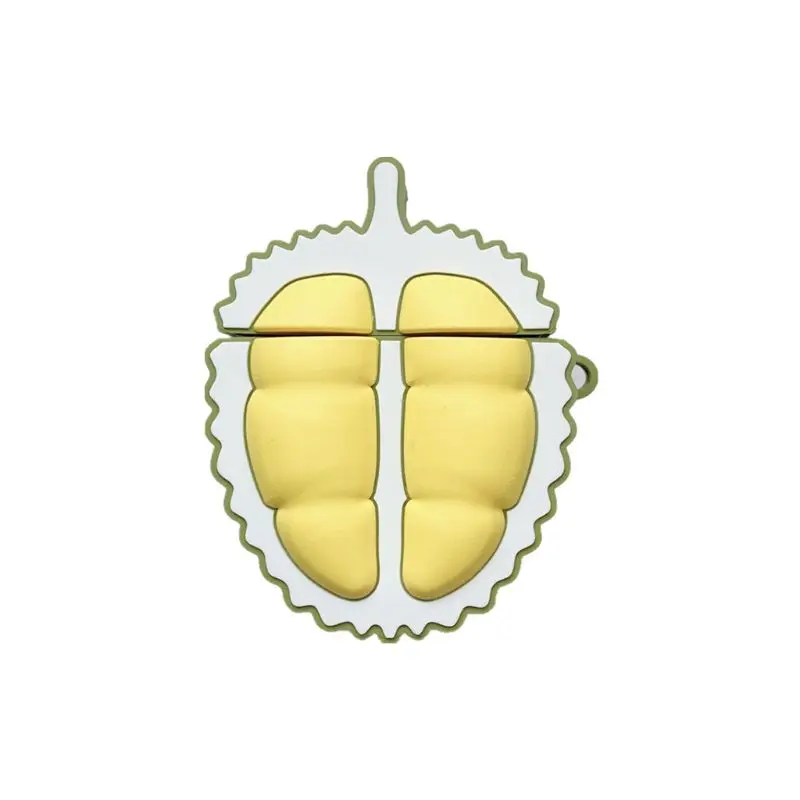 

Durian Fruit Pattern Soft Silicone Protective Case Shockproof Cover Skin Protector with Carabiner for Airpods 1/2 Charging Box